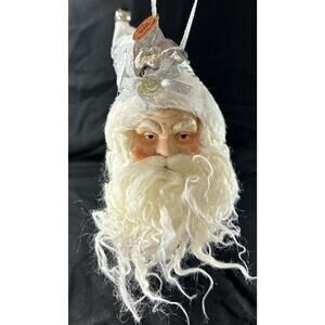 Santa’s Collection 2008 Series Santa Claus Head Ornament Silver Hat